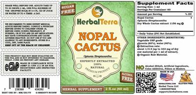 Nopal Cactus Alcohol Free label