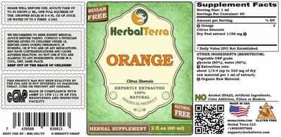 Orange Citrus sinensis Alcohol Free label