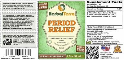 Period Relief Alcohol Free label