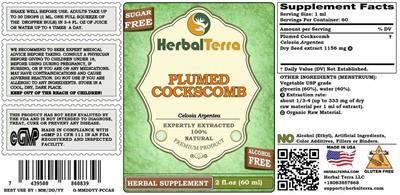 Plumed Cockscomb Alcohol Free label