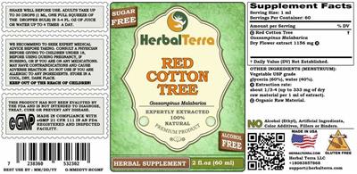 Red Cotton Tree Alcohol Free label