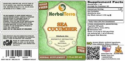 Sea Cucumber Alcohol Free label