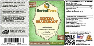Senega Snakeroot Alcohol Free label