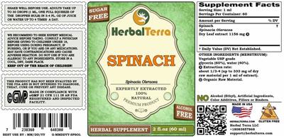 Spinach Alcohol Free label