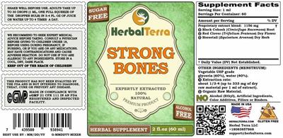 Strong Bones Sugar Free Alcohol Free label