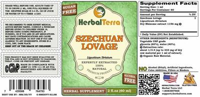 Szechuan Lovage Alcohol Free label