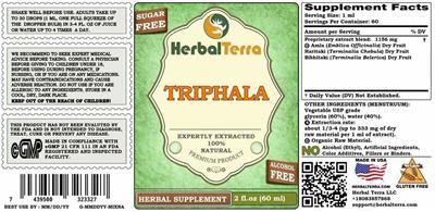 Triphala Alcohol Free label