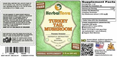 Turkey Tail Mushroom Alcohol Free label