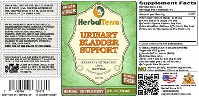 Urinary Bladder Support Alcohol Free label