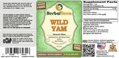 Wild Yam Alcohol Free label