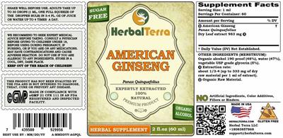 American Ginseng Sugar Free label
