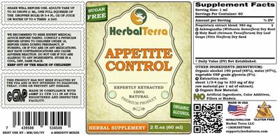 Appetite Control label