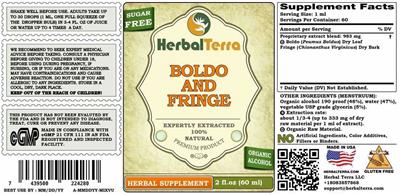Boldo and Fringe Sugar Free label