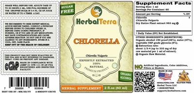 Chlorella Sugar Free label