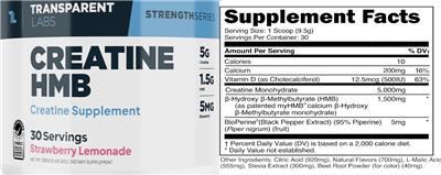 Creatine HMB Strawberry Lemonade label