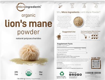 Organic Lion's Mane Powder label