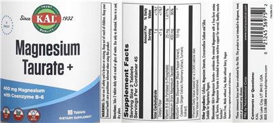 Magnesium Taurate + label