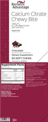 Calcium Citrate Chewy Bite 250 mg Calcium with Vitamin D3 Chocolate label