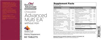 Chewable Advanced Multi EA without Iron Mixed Fruit label