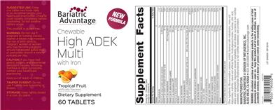 Chewable High ADEK with Iron Tropical Fruit label