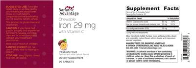Chewable Iron 29 with Vitamin C Passion Fruit label