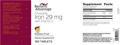 Chewable Iron 29 with Vitamin C Passion Fruit label