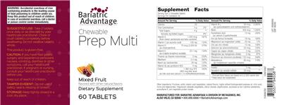Chewable Prep Multi Mixed Fruit label
