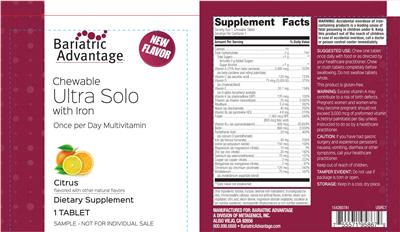 Chewable Ultra Solo with Iron Citrus label