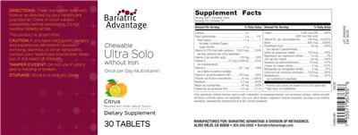 Chewable Ultra Solo without Iron Citrus label