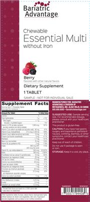 Chewable Essential Multi without Iron Berry label