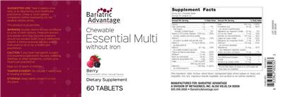 Chewable Essential Multi without Iron Berry label
