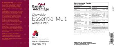 Chewable Essential Multi without Iron Berry label