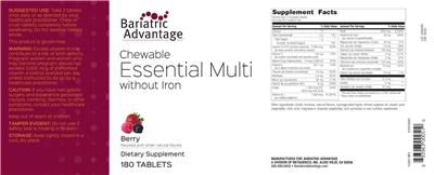 Chewable Essential Multi without Iron Berry label