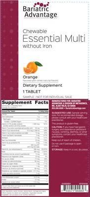Chewable Essential Multi without Iron Orange label