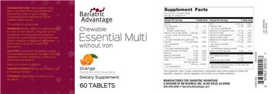 Chewable Essential Multi without Iron Orange label