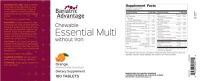 Chewable Essential Multi without Iron Orange label