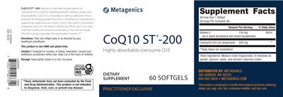 CoQ10 ST-200 label