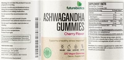 Ashwagandha Gummies Cherry Flavor label