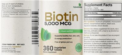 Biotin 5,000 mcg label