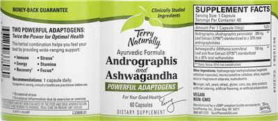Andrographis and Ashwagandha label