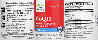 CoQ10 100 mg Orange Flavor label