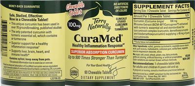 CuraMed 100 mg Chewable Tablet label