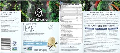 Complete Lean Creamy Vanilla Bean label