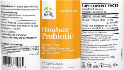 FloraSure Probiotic 20 Billion CFU label