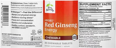 HRG80 Red Ginseng Energy Chewable label