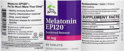 Melatonin EP120 10 mg label