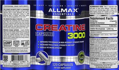 Creatine 3000 label