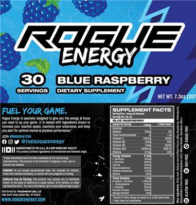 Rogue Energy Blue Raspberry label