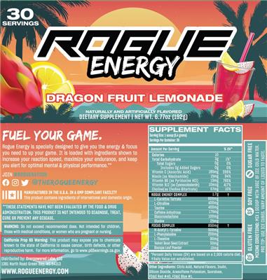 Rogue Energy Dragon Fruit Lemonade label