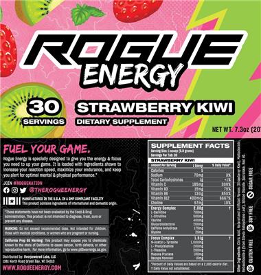 Rogue Energy Strawberry Kiwi label